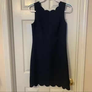 J. Crew Factory Navy Scallop Fitted Dress Side Zip